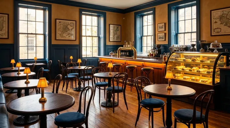 Warm cafe interior with bistro tables, Ohio Cottage Food Law