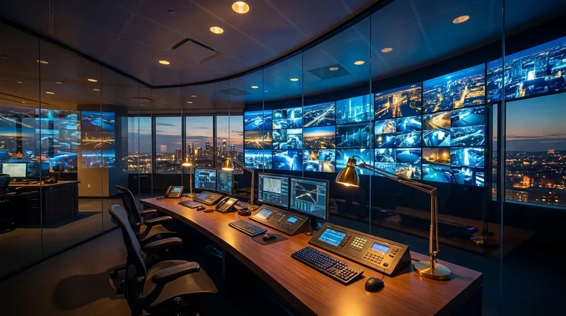 Security desk with a wall of camera monitors, How to Start a Security Guard or Private Investigator Company in Ohio